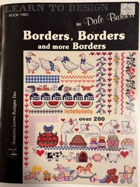 Learn to Design Borders & More Borders Cross Stitch Patterns Crews Vintage 1987